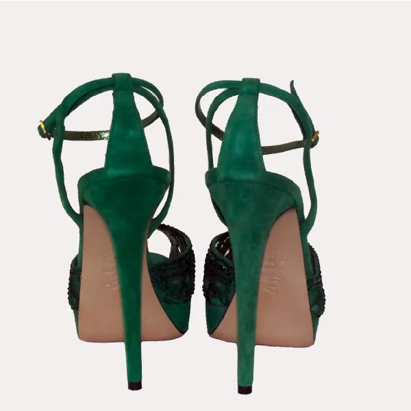 "Francesco Sacco" Sandalo cinturino Strass verde | Lecceshoes Shop Online